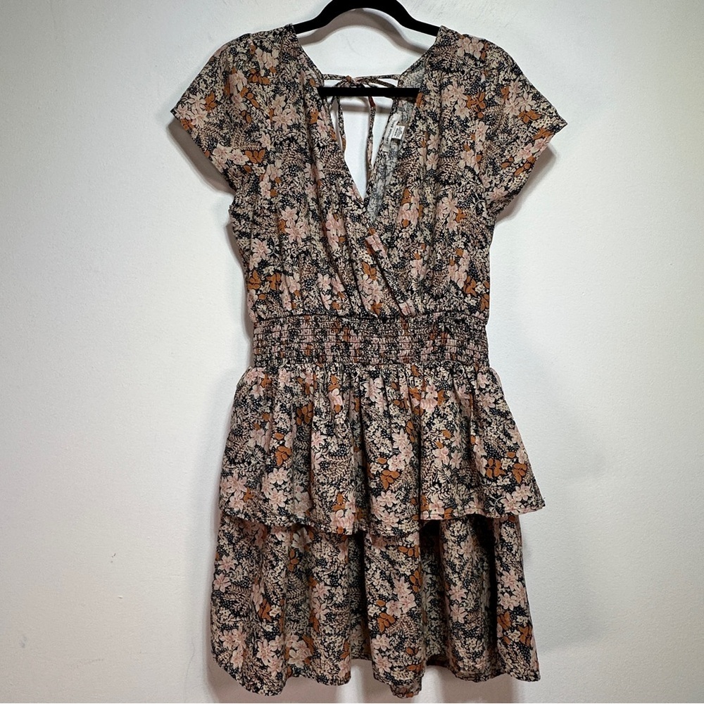 American Eagle Outfitters Floral Tiered Mini Dress Linen Blend Size S